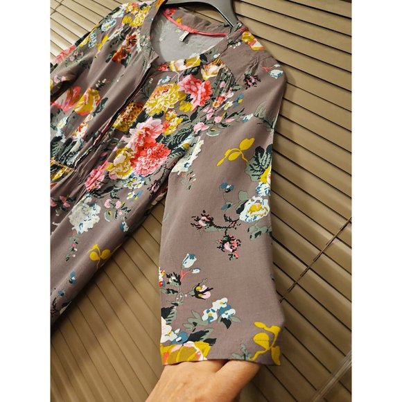 BNWOT Joules Size 10-12 Tunic Dress Top Floral ButtonUp 3/4 Sleeves Ruffle Waist - Picture 8 of 14